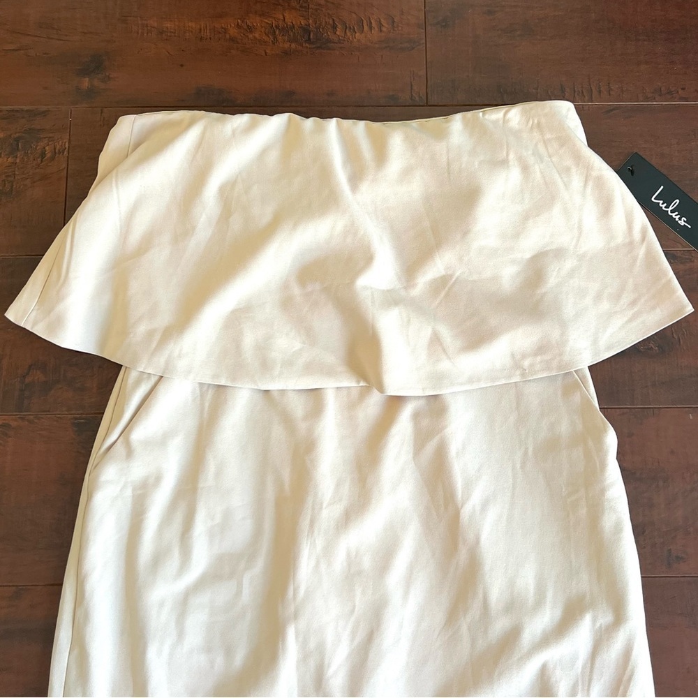 LULU’S Lots Of Love Ivory Strapless Midi Dress Size Small - Picture 5 of 14